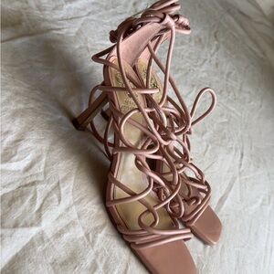 Vince Camino Lace-Up Heels in Dusty Rose